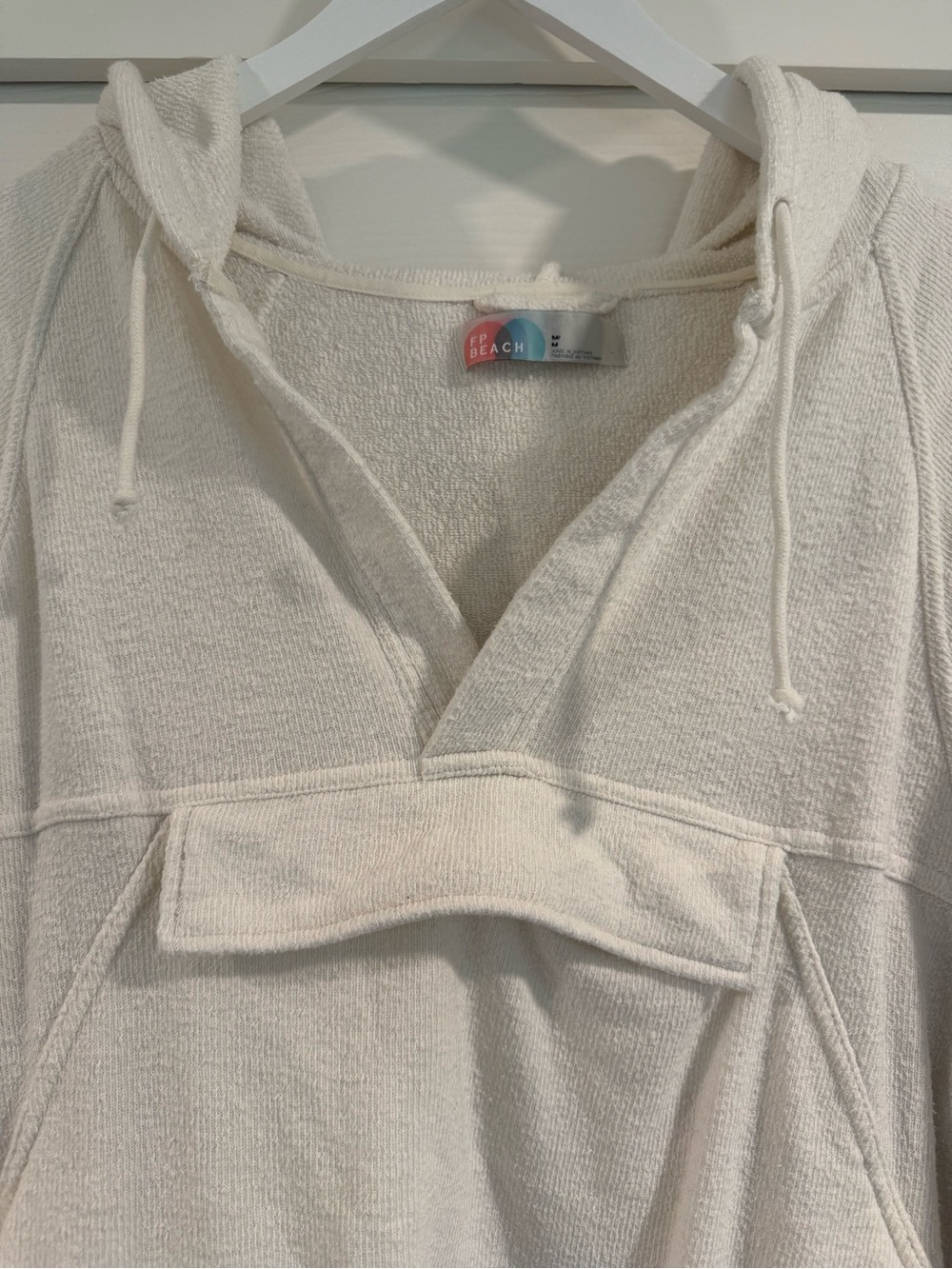 Free People Beach Terry Pullover Cream Hoodie - Picture 4 of 6